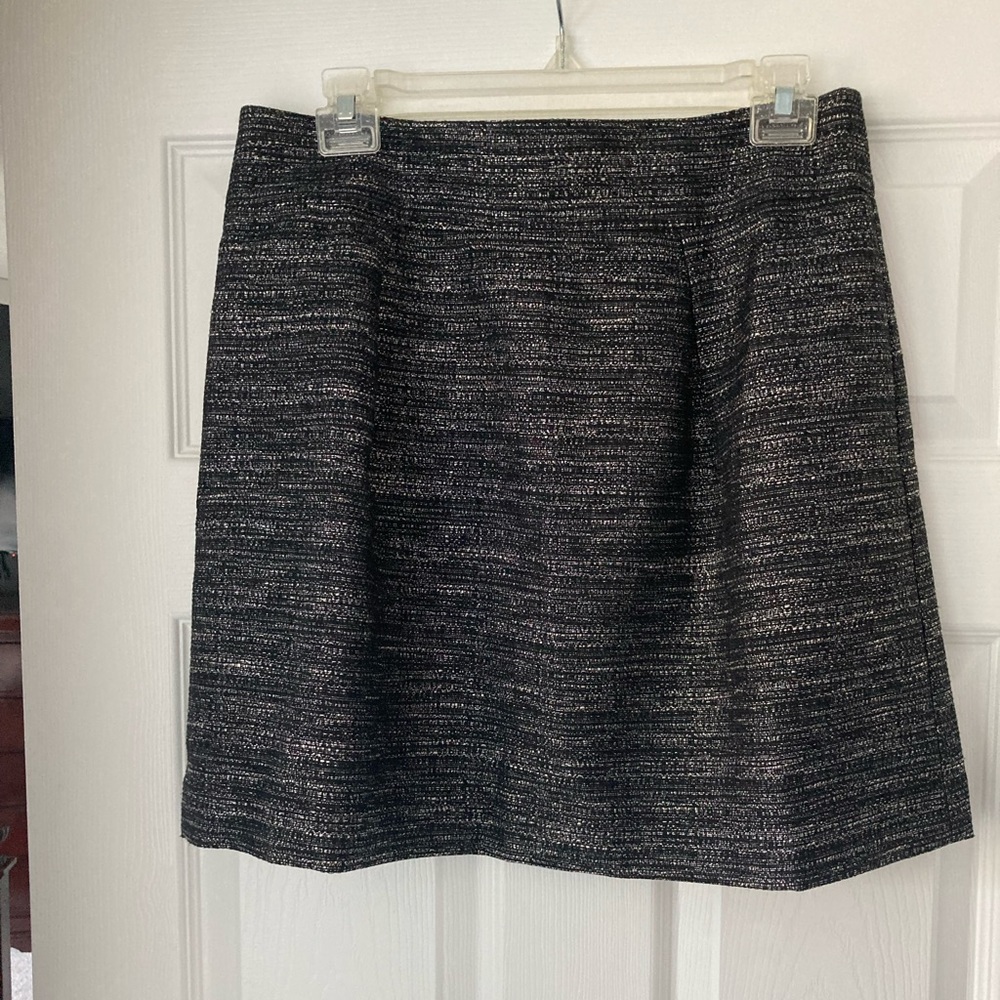 Loft black and silver A-line skirt